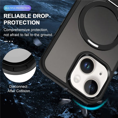 For iPhone 15 Case PC+TPU Shell Magnetic Phone Cover with Ring Kickstand