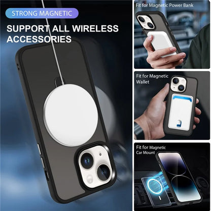 For iPhone 15 Case PC+TPU Shell Magnetic Phone Cover with Ring Kickstand