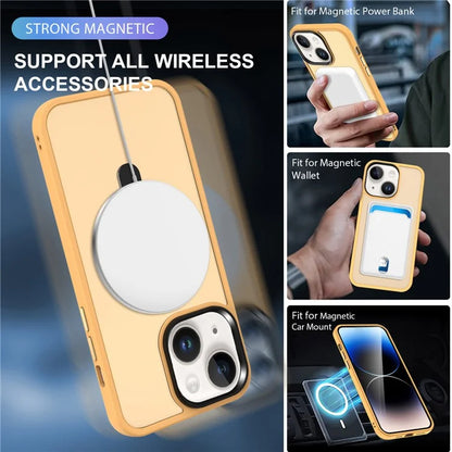 For iPhone 15 Case PC+TPU Shell Magnetic Phone Cover with Ring Kickstand