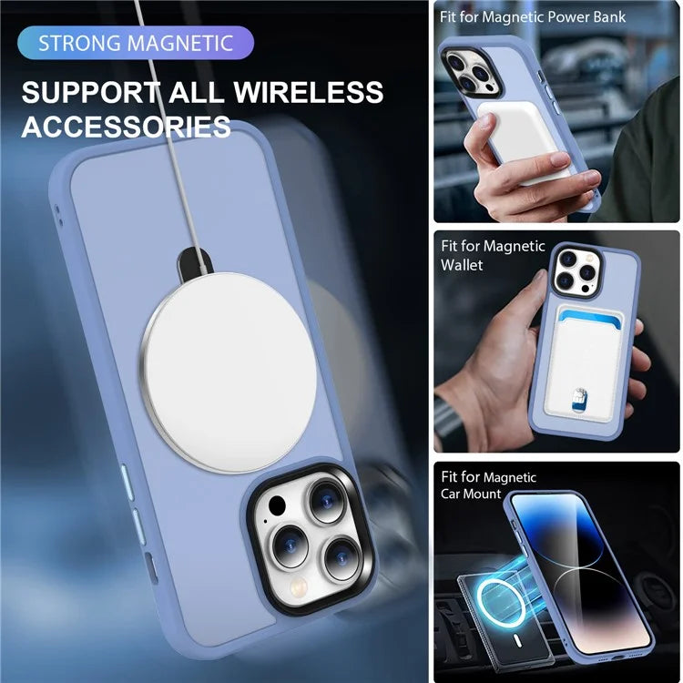 For iPhone 15 Case PC+TPU Shell Magnetic Phone Cover with Ring Kickstand