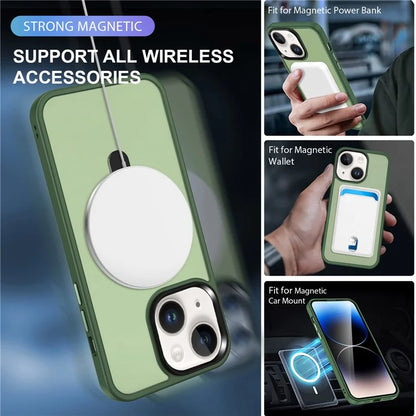 For iPhone 15 Case PC+TPU Shell Magnetic Phone Cover with Ring Kickstand
