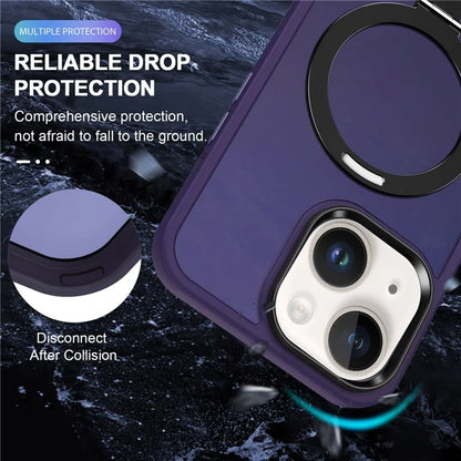 For iPhone 15 Case PC+TPU Shell Magnetic Phone Cover with Ring Kickstand