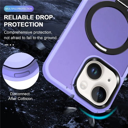 For iPhone 15 Case PC+TPU Shell Magnetic Phone Cover with Ring Kickstand