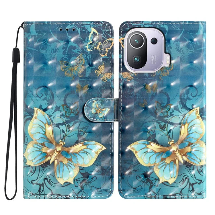 For Xiaomi Mi 11 Pro Case PU Leather Pattern Print Phone Cover with Wallet Stand