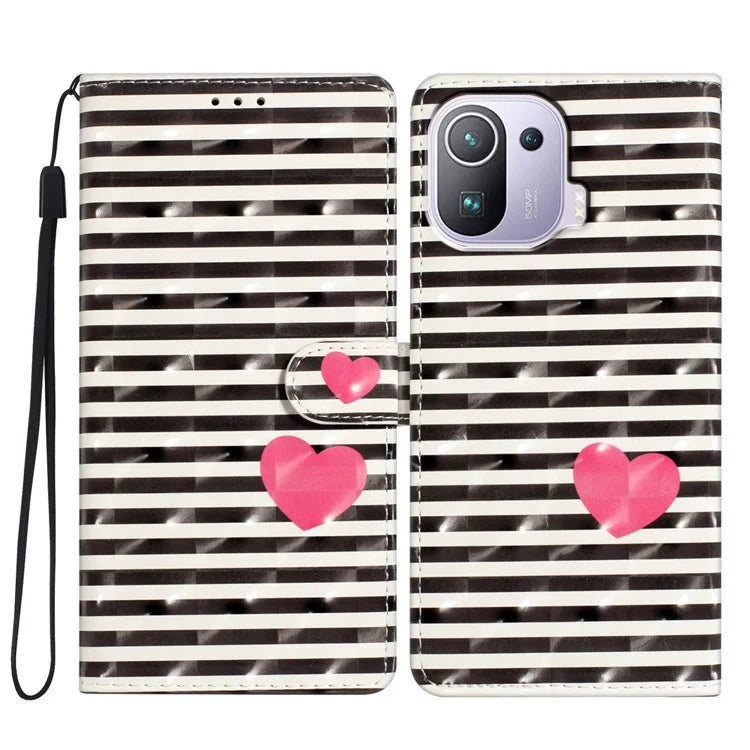For Xiaomi Mi 11 Pro Case PU Leather Pattern Print Phone Cover with Wallet Stand