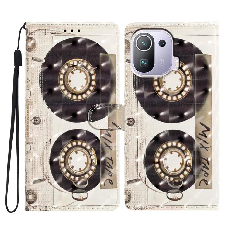 For Xiaomi Mi 11 Pro Case PU Leather Pattern Print Phone Cover with Wallet Stand