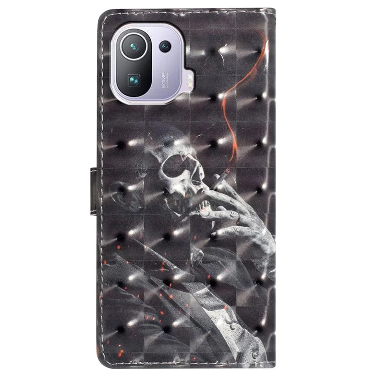 For Xiaomi Mi 11 Pro Case PU Leather Pattern Print Phone Cover with Wallet Stand