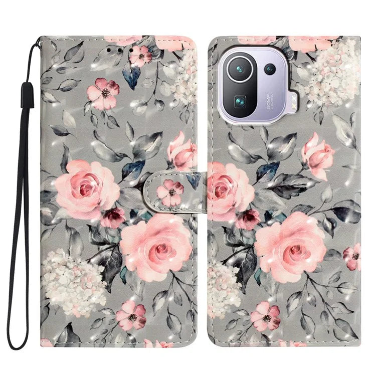 For Xiaomi Mi 11 Pro Case PU Leather Pattern Print Phone Cover with Wallet Stand