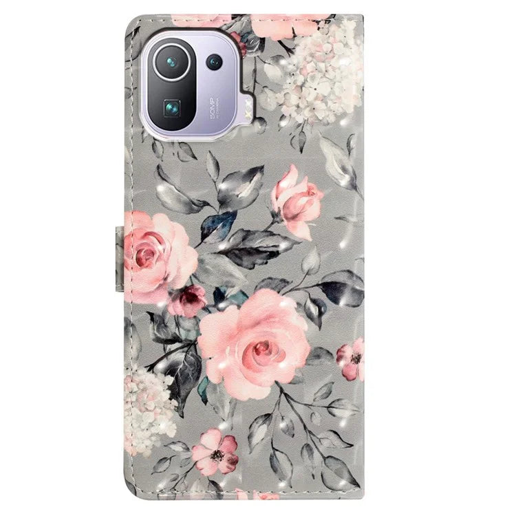 For Xiaomi Mi 11 Pro Case PU Leather Pattern Print Phone Cover with Wallet Stand