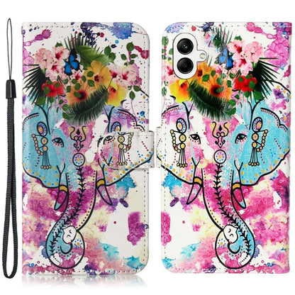 For Samsung Galaxy A05 4G Cover Pattern Printing Anti-drop Phone Leather Case Elephant