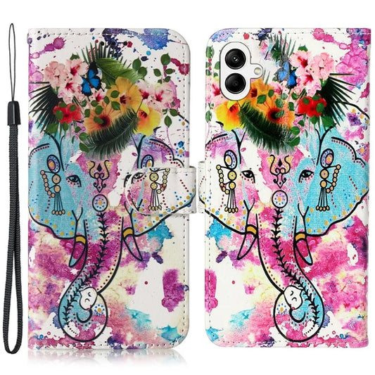 For Samsung Galaxy A05 4G Cover Pattern Printing Anti-drop Phone Leather Case Elephant
