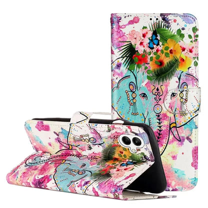 For Samsung Galaxy A05 4G Cover Pattern Printing Anti-drop Phone Leather Case Elephant