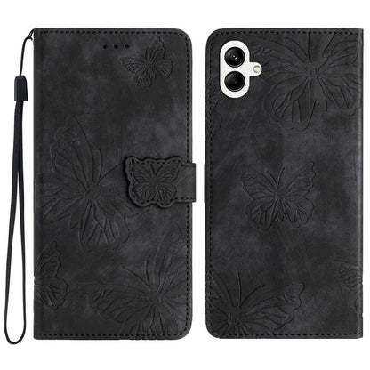 For Samsung Galaxy A05 4G Case Butterfly Imprinted PU Leather Anti-drop Phone Cover with Strap