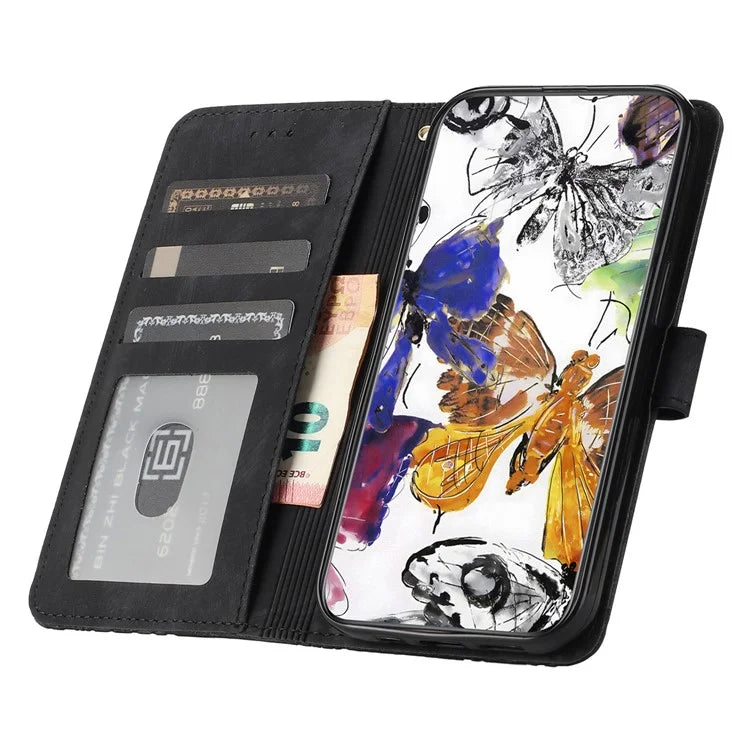 For Samsung Galaxy A05 4G Case Butterfly Imprinted PU Leather Anti-drop Phone Cover with Strap