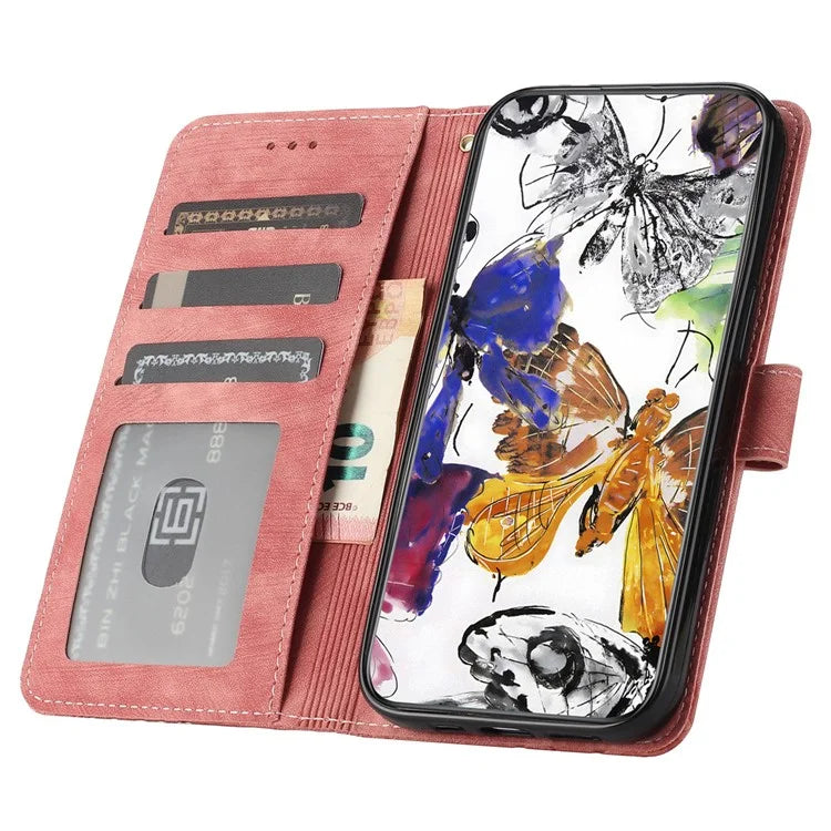 For Samsung Galaxy A05 4G Case Butterfly Imprinted PU Leather Anti-drop Phone Cover with Strap
