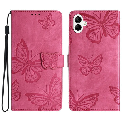 For Samsung Galaxy A05 4G Case Butterfly Imprinted PU Leather Anti-drop Phone Cover with Strap