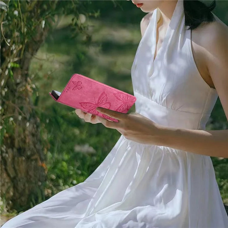 For Samsung Galaxy A05 4G Case Butterfly Imprinted PU Leather Anti-drop Phone Cover with Strap
