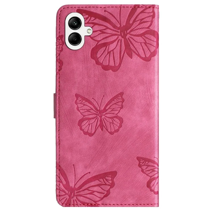 For Samsung Galaxy A05 4G Case Butterfly Imprinted PU Leather Anti-drop Phone Cover with Strap