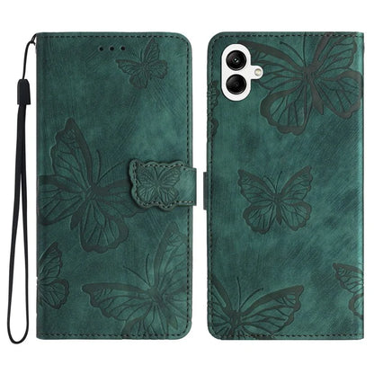 For Samsung Galaxy A05 4G Case Butterfly Imprinted PU Leather Anti-drop Phone Cover with Strap