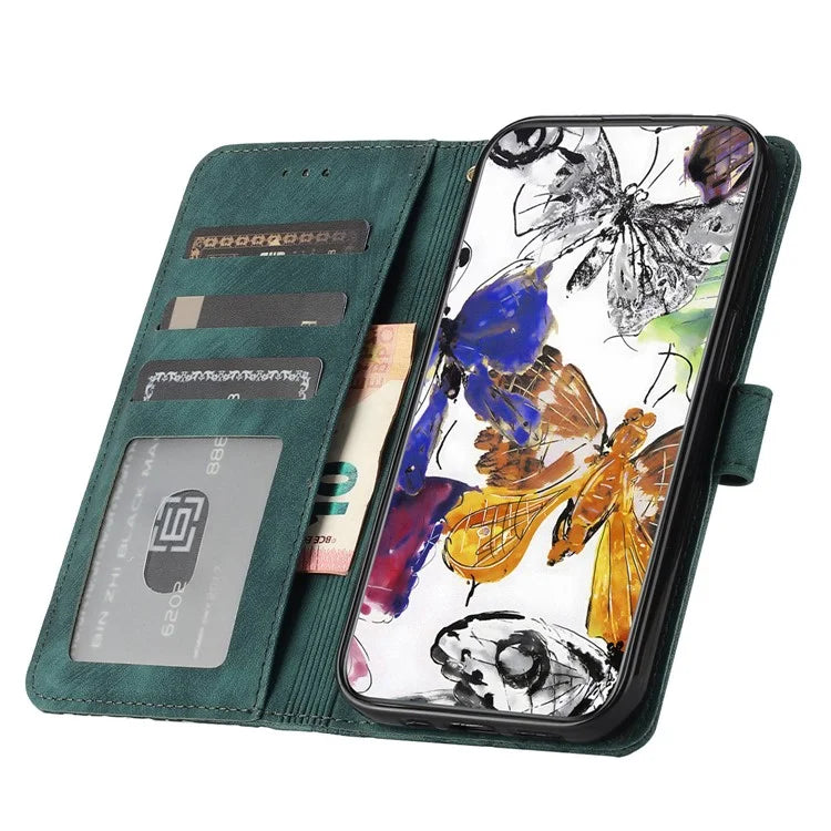 For Samsung Galaxy A05 4G Case Butterfly Imprinted PU Leather Anti-drop Phone Cover with Strap