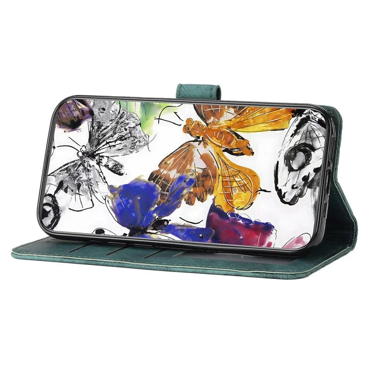 For Samsung Galaxy A05 4G Case Butterfly Imprinted PU Leather Anti-drop Phone Cover with Strap