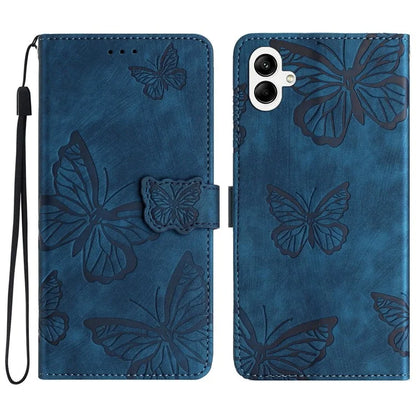 For Samsung Galaxy A05 4G Case Butterfly Imprinted PU Leather Anti-drop Phone Cover with Strap