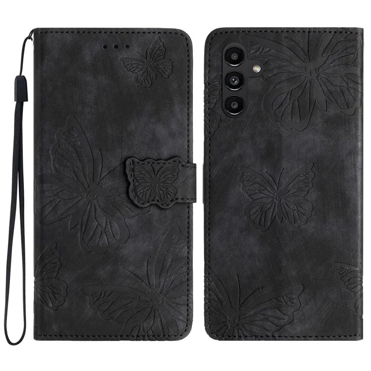 For Samsung Galaxy A15 5G Case Butterfly Imprinted Cell Phone Leather Cover with Strap