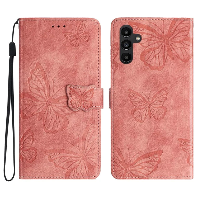For Samsung Galaxy A15 5G Case Butterfly Imprinted Cell Phone Leather Cover with Strap
