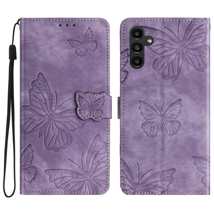 For Samsung Galaxy A15 5G Case Butterfly Imprinted Cell Phone Leather Cover with Strap
