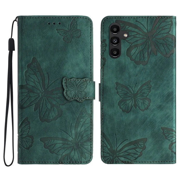 For Samsung Galaxy A15 5G Case Butterfly Imprinted Cell Phone Leather Cover with Strap