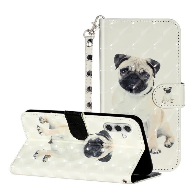 For Samsung Galaxy A15 5G Cover 3D Pattern Print Flip Stand Leather Phone Case