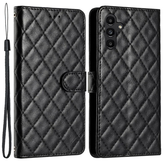 For Samsung Galaxy A15 4G Leather Case Rhombus Stitching Line Phone Cover