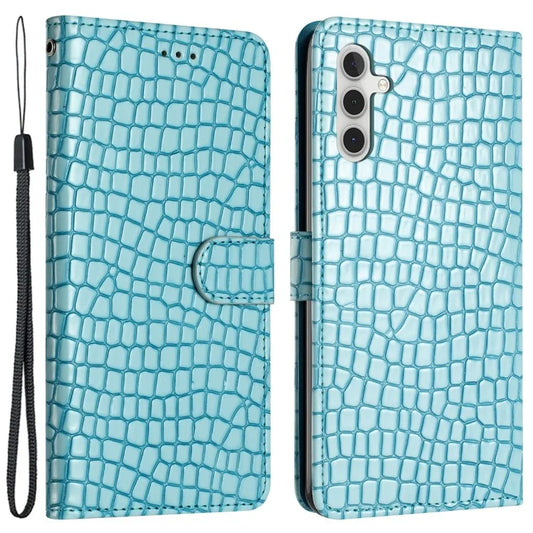 For Samsung Galaxy A15 5G Case PU Leather Crocodile Texture Phone Cover Wallet Stand Shell with Strap