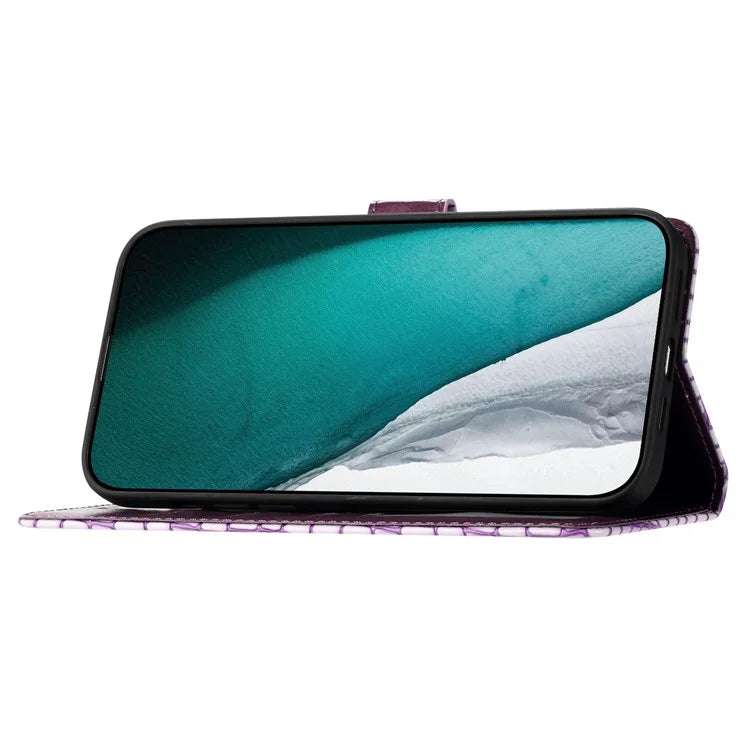 For Samsung Galaxy A15 5G Case PU Leather Crocodile Texture Phone Cover Wallet Stand Shell with Strap