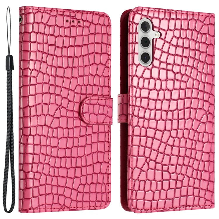 For Samsung Galaxy A15 5G Case PU Leather Crocodile Texture Phone Cover Wallet Stand Shell with Strap