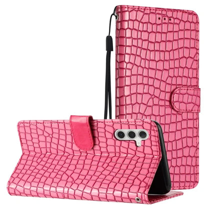 For Samsung Galaxy A15 5G Case PU Leather Crocodile Texture Phone Cover Wallet Stand Shell with Strap
