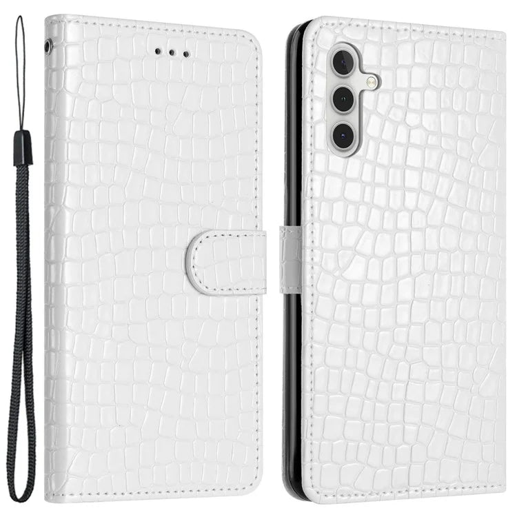 For Samsung Galaxy A15 5G Case PU Leather Crocodile Texture Phone Cover Wallet Stand Shell with Strap