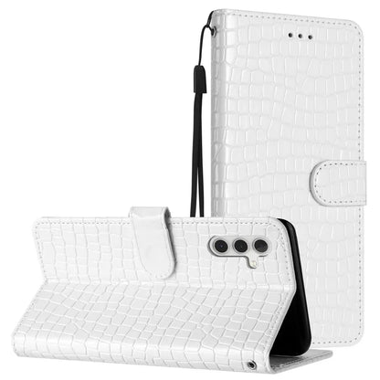 For Samsung Galaxy A15 5G Case PU Leather Crocodile Texture Phone Cover Wallet Stand Shell with Strap