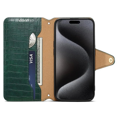 For iPhone 15 Pro Case Crocodile Texture Leather Wallet Stand Cover
