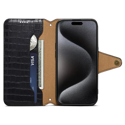 For iPhone 15 Pro Case Crocodile Texture Leather Wallet Stand Cover