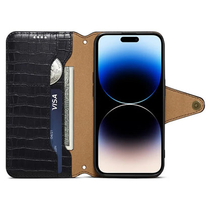 For iPhone 14 Pro Max Case Crocodile Texture Phone Cover with Wallet Stand