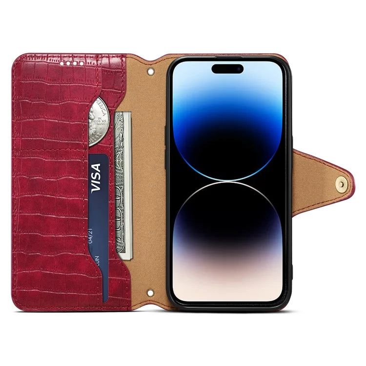 For iPhone 14 Pro Max Case Crocodile Texture Phone Cover with Wallet Stand