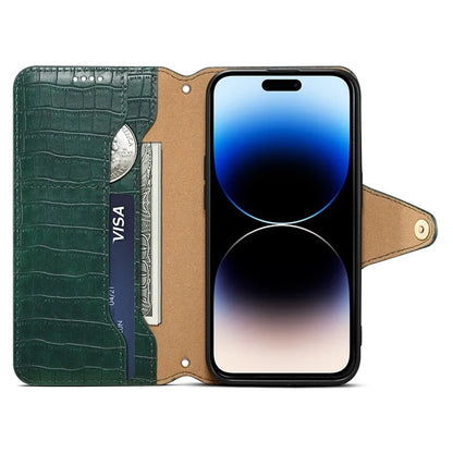 For iPhone 14 Pro Max Case Crocodile Texture Phone Cover with Wallet Stand