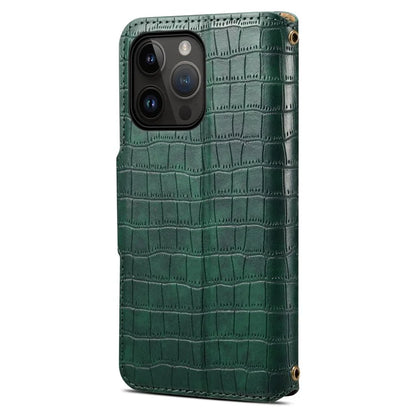 For iPhone 14 Pro Max Case Crocodile Texture Phone Cover with Wallet Stand