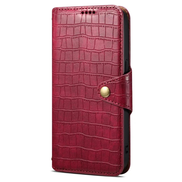 For iPhone 15 Pro Max Leather Case Crocodile Texture Phone Wallet Cover