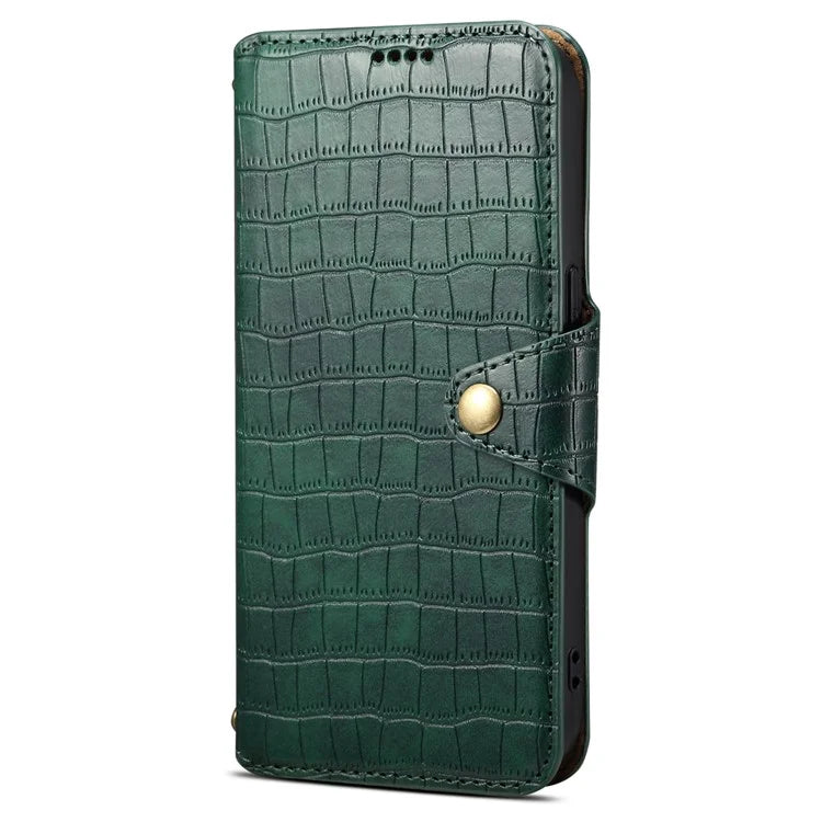 For iPhone 15 Pro Max Leather Case Crocodile Texture Phone Wallet Cover