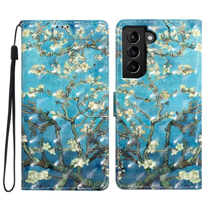 For Samsung Galaxy S22 5G Case PU Leather 3D Pattern Print Phone Stand Cover