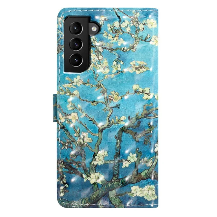 For Samsung Galaxy S22 5G Case PU Leather 3D Pattern Print Phone Stand Cover