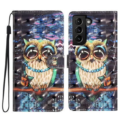 For Samsung Galaxy S22 5G Case PU Leather 3D Pattern Print Phone Stand Cover
