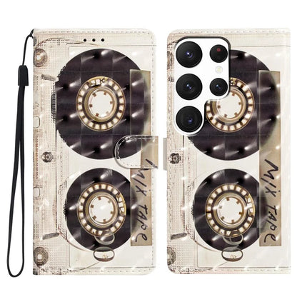 For Samsung Galaxy S22 Ultra 5G Leather Case 3D Pattern Printed Cellphone Stand Cover